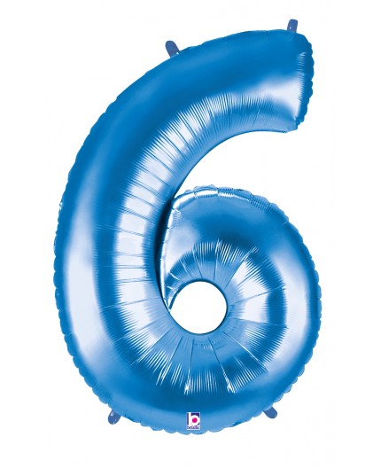 Folienballon Zahl 6 blau