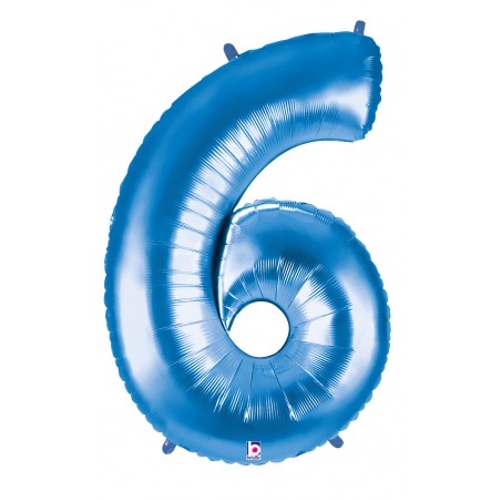 Folienballon Zahl 6 blau