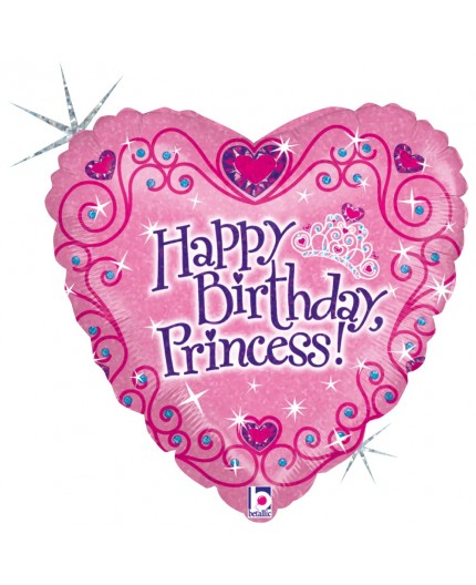 Folienballon Herz Birthday Princess