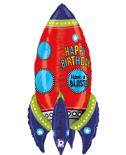 Folienballon Happy Birthday Rakete