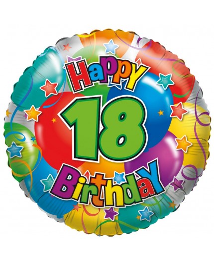 Folienballon "18" Joyeux anniversaire