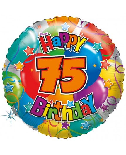 Folienballon "75" Happy Birthday