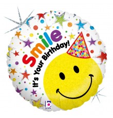 Ballon aluminium "Happy Birthday Smiley Hat"