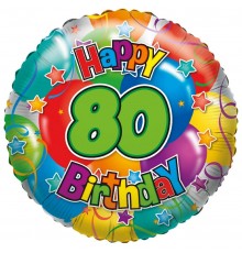 Folienballon "80" Happy Birthday
