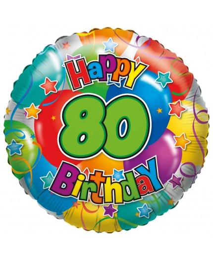Folienballon "80" Joyeux anniversaire