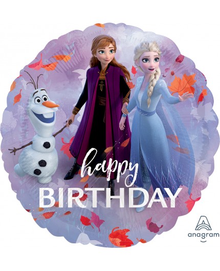 Ballon en aluminium, Dinseys Frozen 2, Happy Birthday
