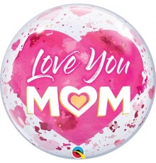 Ballon en latex, cœur et Love you Mom