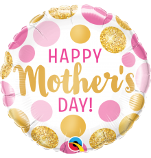 Ballon en aluminium, Happy Mother Day, rose & or