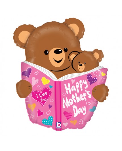 Ballon en aluminium, Happy Mothers Day, or, coeurs pastel