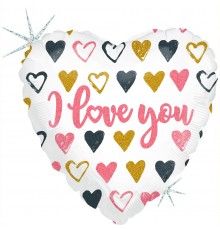 Palloncino foil cuore, rosa, oro "Ti amo"